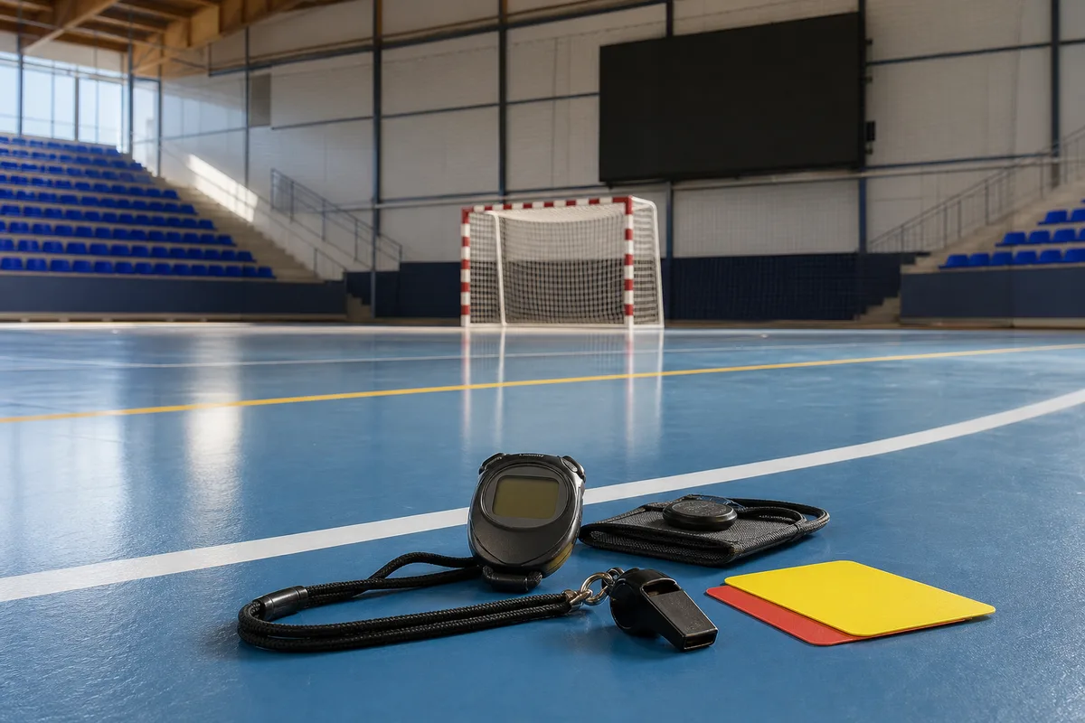 Chronomètre et tableau d&rsquo;affichage dans une salle de handball