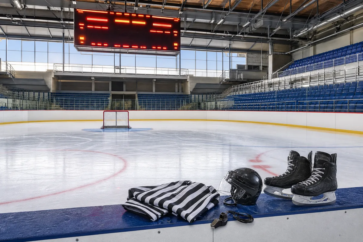 Tableau d&rsquo;affichage lumineux dans une patinoire de hockey sur glace